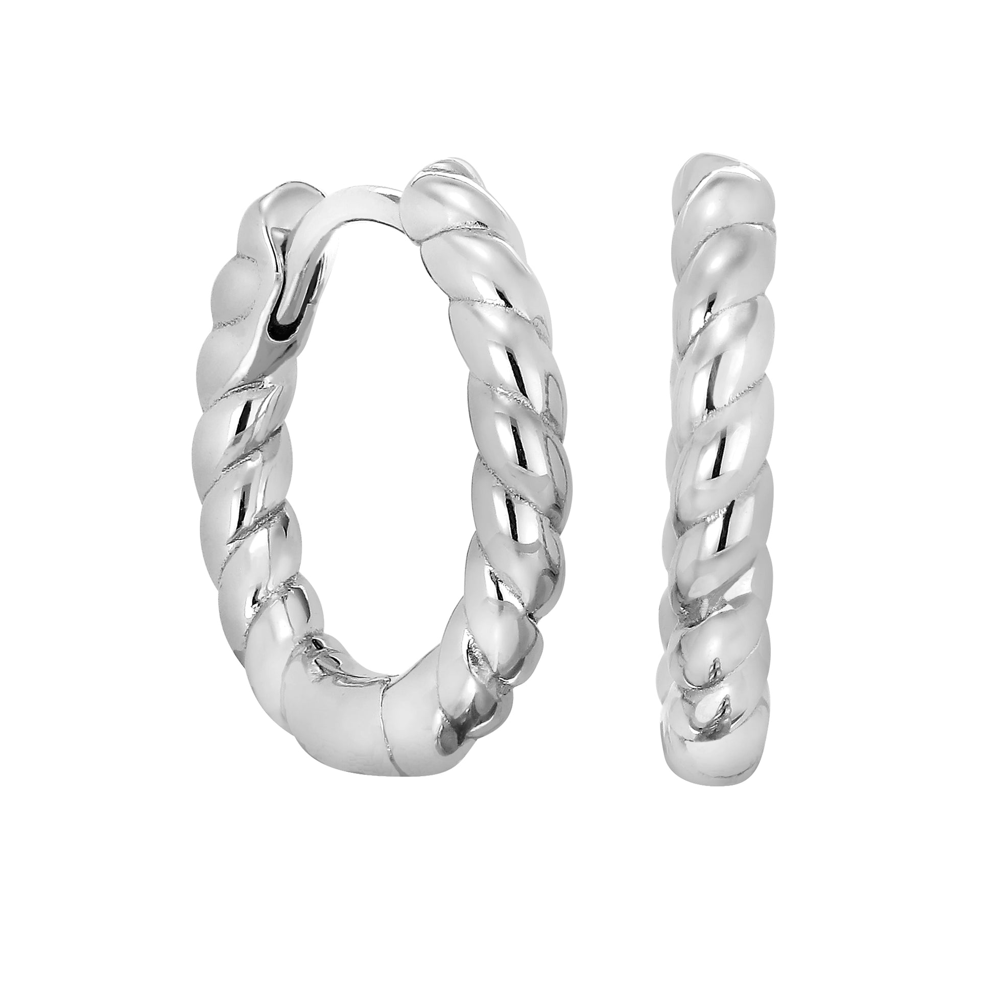 Thin Hoop Earrings with Twisted Design