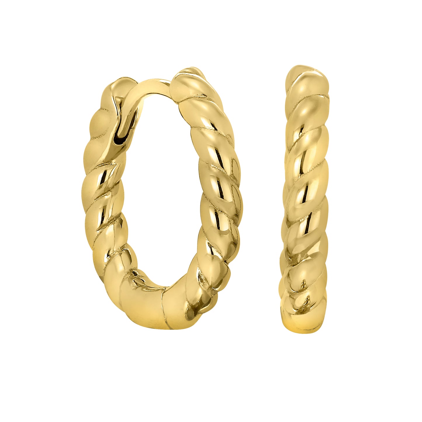 Thin Hoop Earrings with Twisted Design