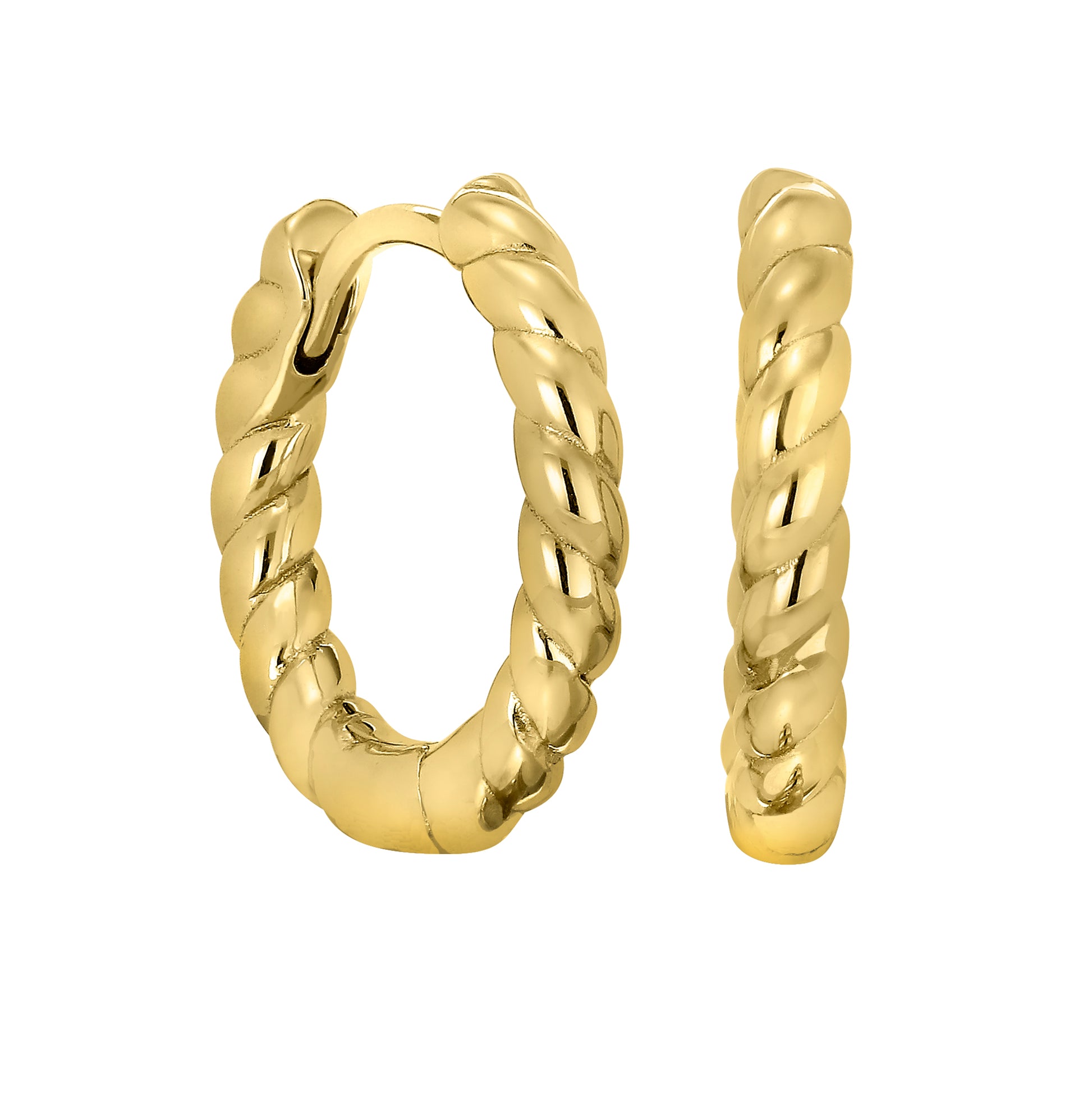 Thin Hoop Earrings with Twisted Design