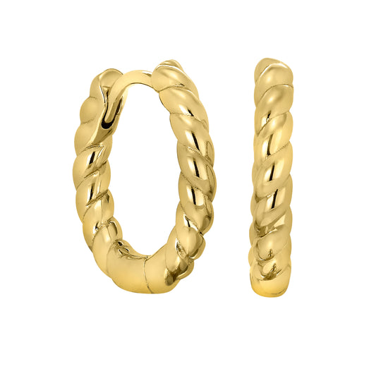 Thin Hoop Earrings with Twisted Design