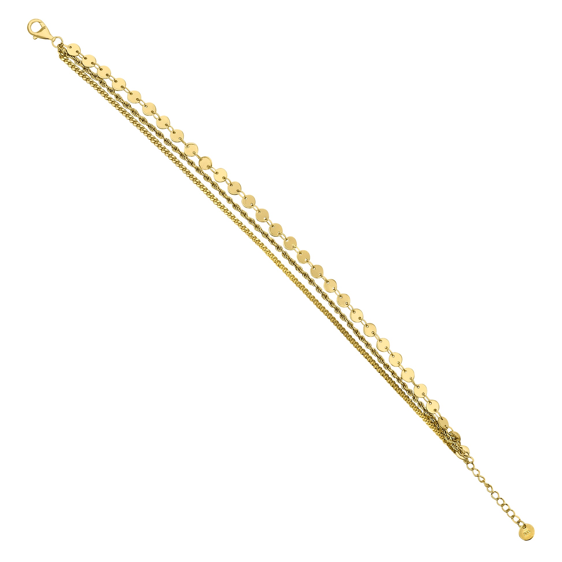 Twisted Rope, Curb, and Disc Station Bracelet Stack