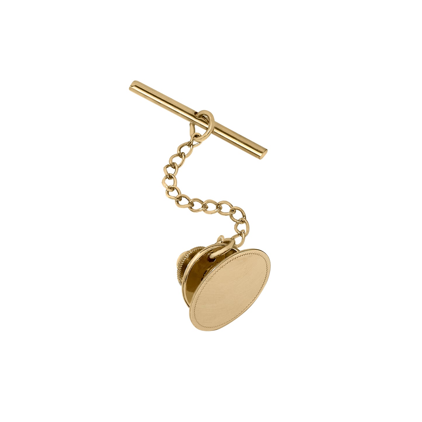 Satined Oval Tie Tack with Fancy Line Border