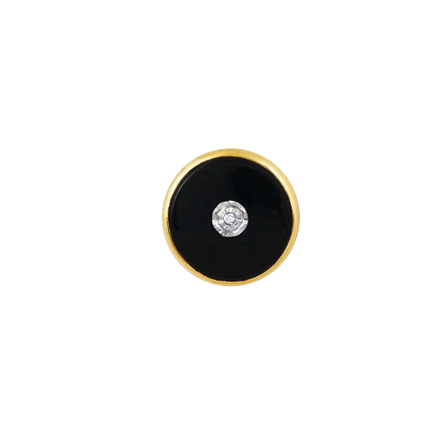 Round Black Onyx Tie Tack with Diamond Center   (KTT-980-D)