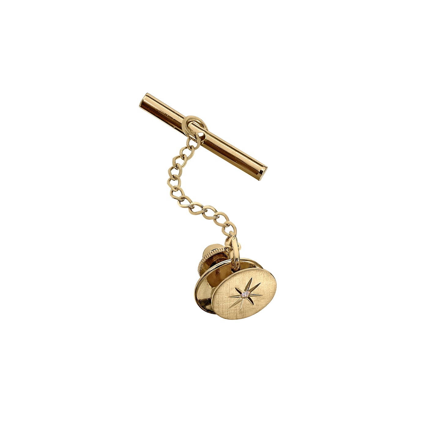 Florentine Oval Tie Tack with Diamond Starburst   (KTT-992-D)