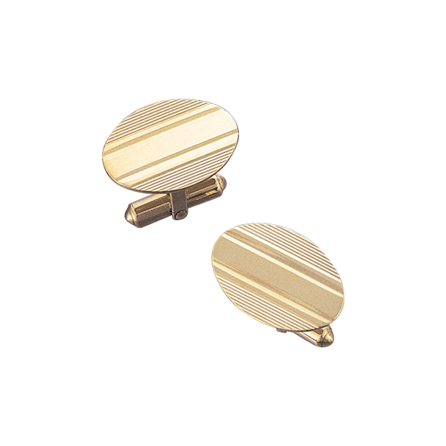 Lined Oval Cufflinks with Polished Center Strip