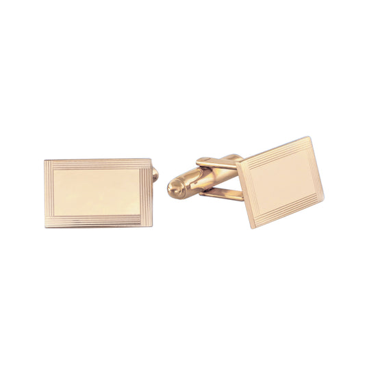 Polished Rectangle Cufflinks with Lined Border