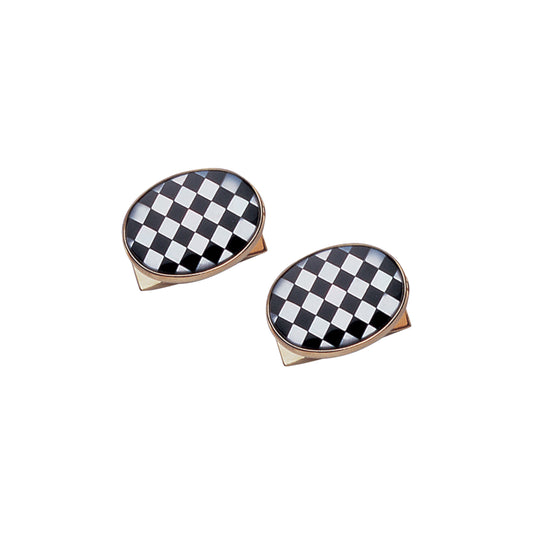 Oval Black Onyx and Mother of Pearl Checkerboard Cufflinks