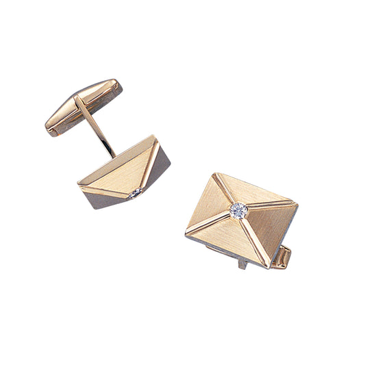 Pyramid Cufflinks with Diamond Center