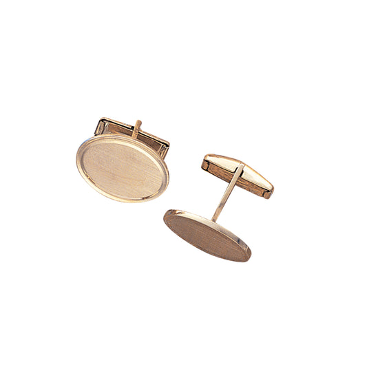 Heavyweight Brushed Oval Cufflinks with Double Lined Border