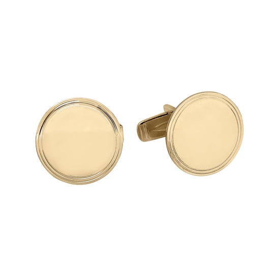 Round Polished Cufflinks with Double Line Border