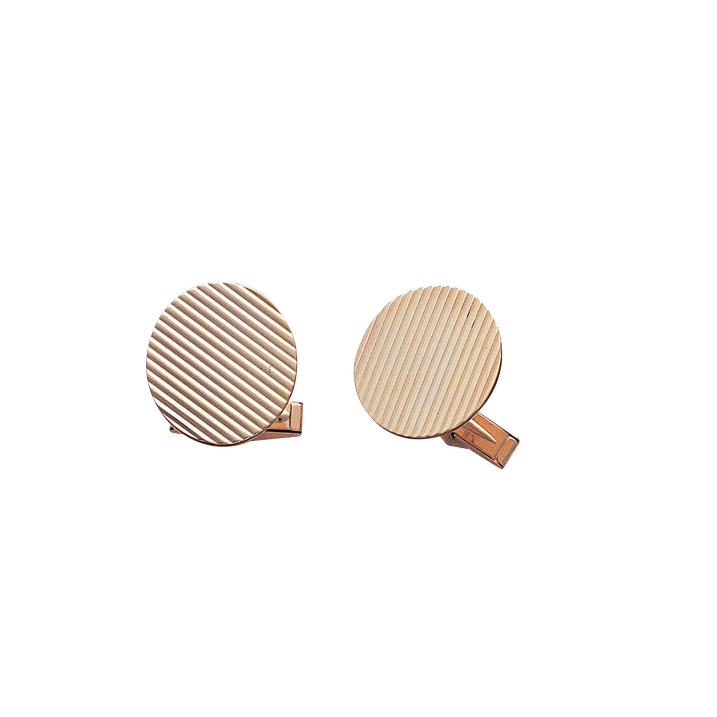 Round Cufflinks with Diagonal Lines