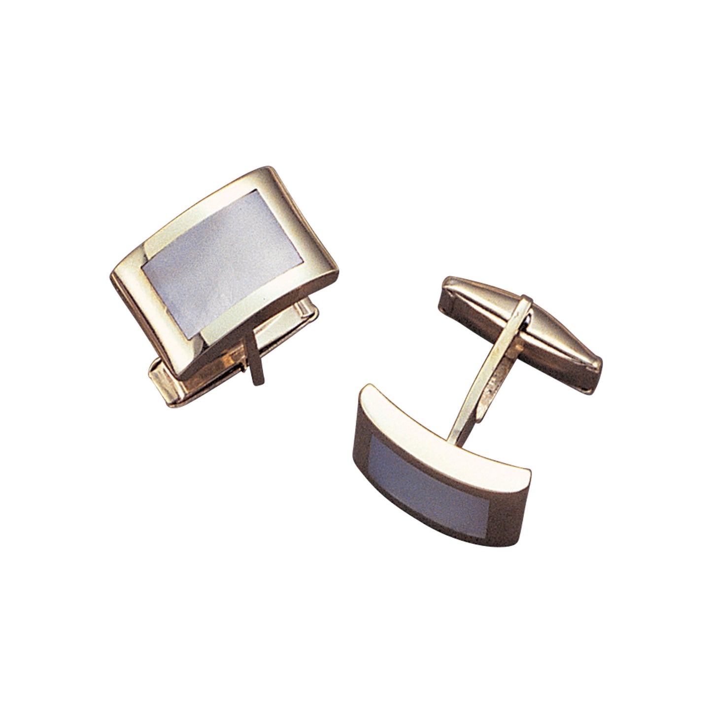 Dapped Rectangle Mother of Pearl Inlay Cufflinks