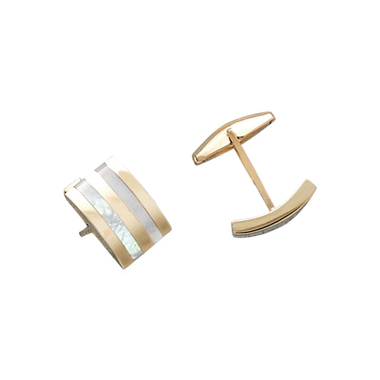 Rectangle Cufflinks with Mother of Pearl Inlay Stripes