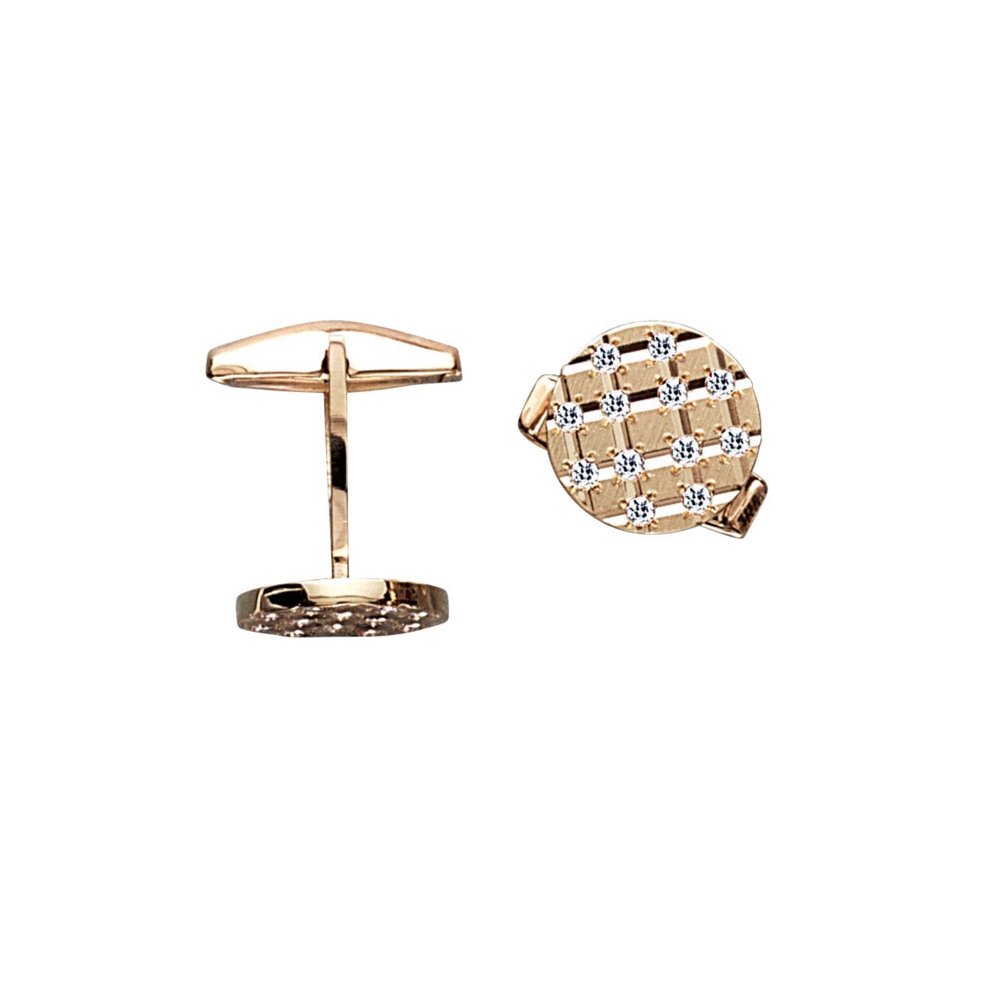 Round Diamond Grid Cufflinks