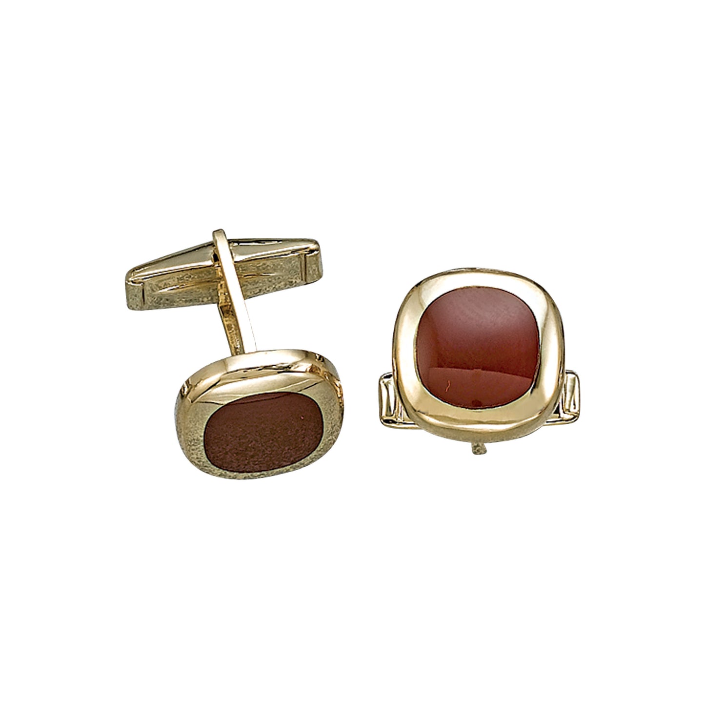 Cushion Cufflinks with Carnelian Center