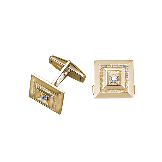 Square Pyramid Cufflninks with Central Diamond