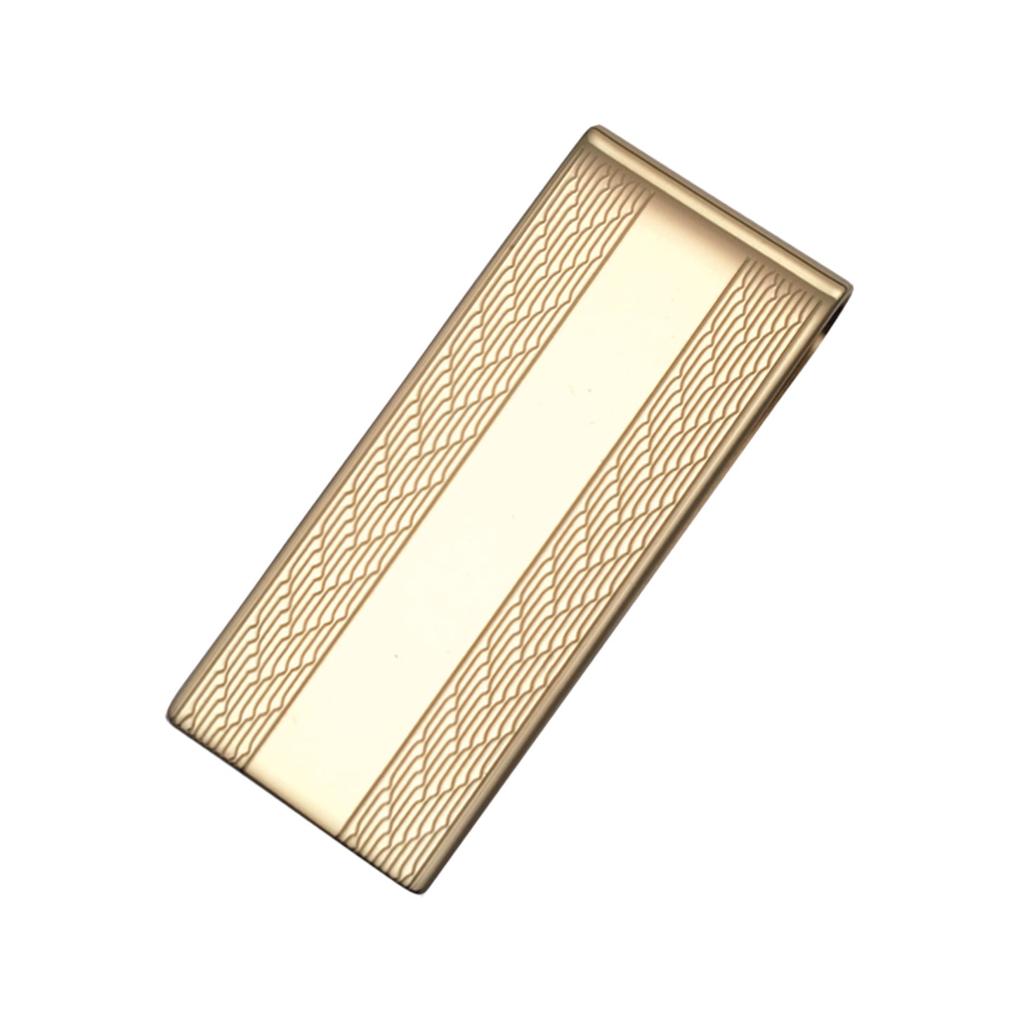 Polished Money Clip with Herringbone Edges