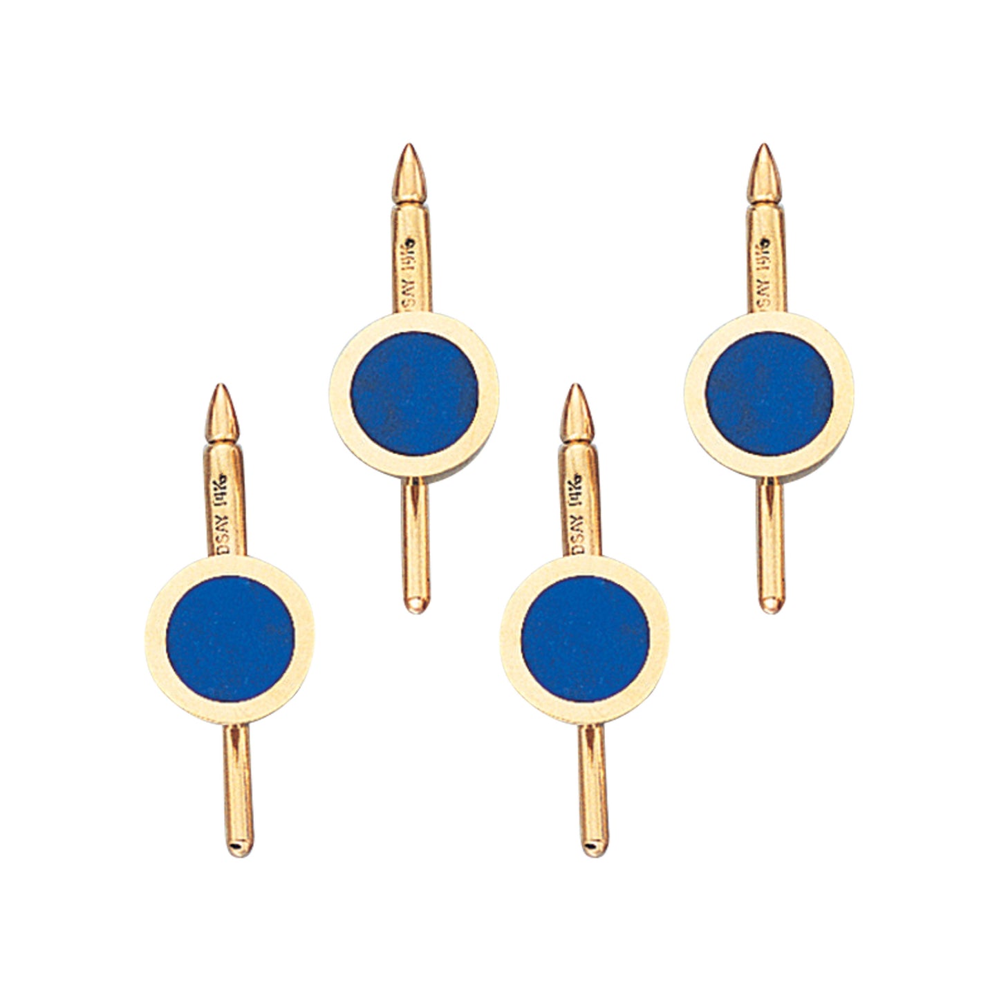 Round Inlaid Lapis Stud Set