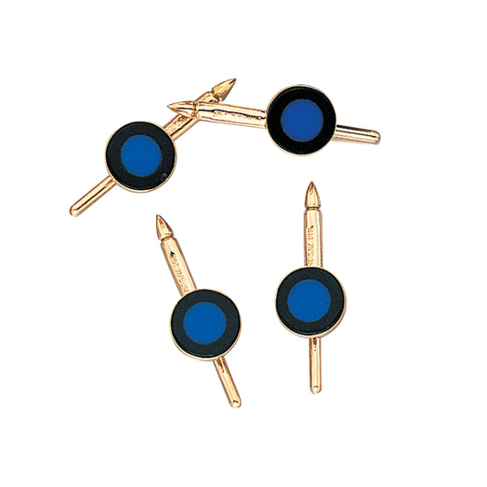 Round Black Onyx and Lapis Stud Set