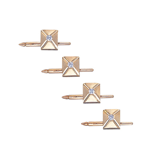 Square Pyramid Stud Set with Central Diamond