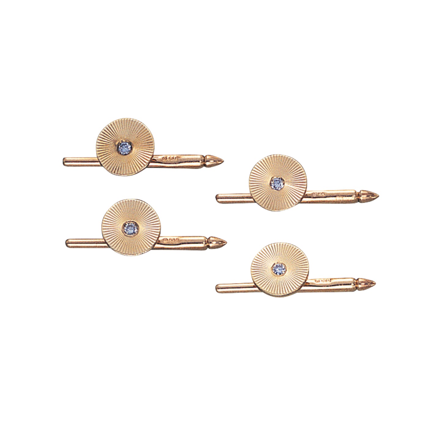 Facet Cut Round Sunray Stud Set with Diamonds