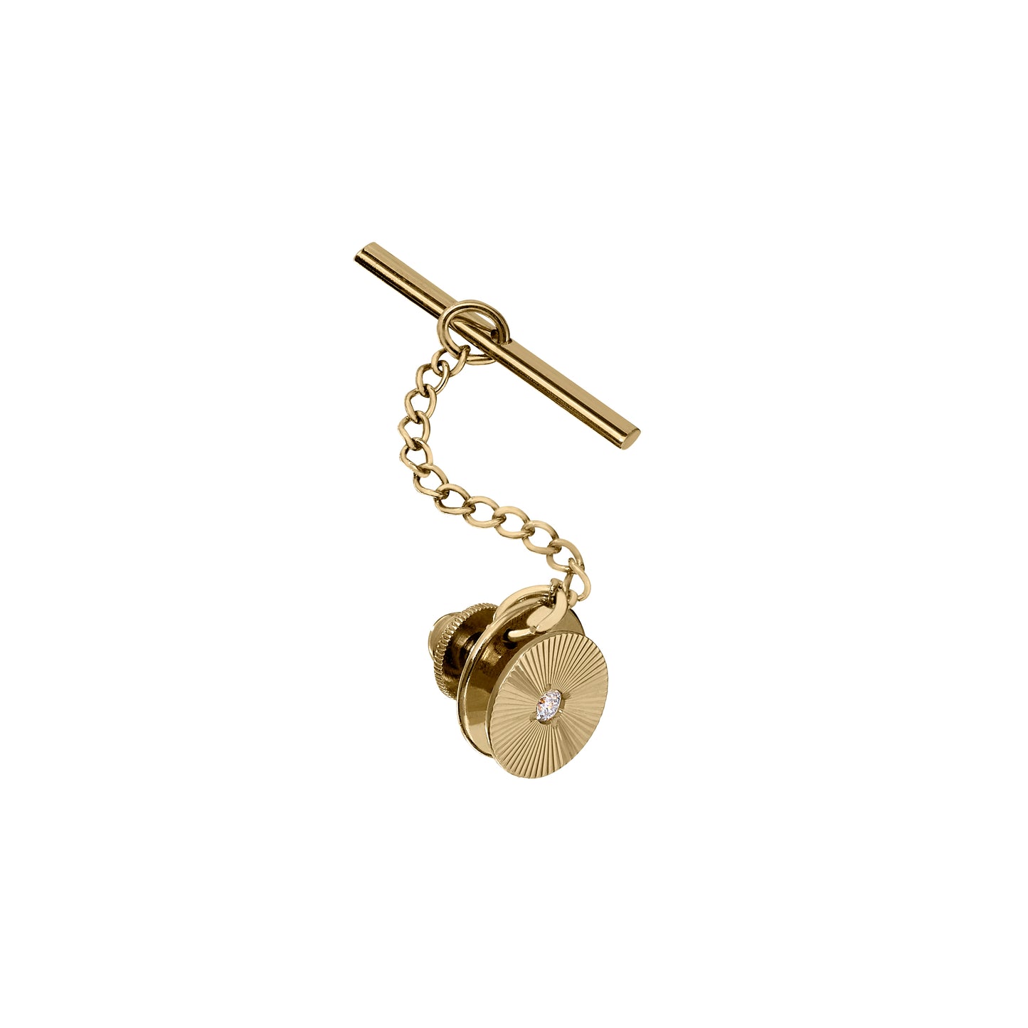 Round Sunray Tie Tack with Central Diamond