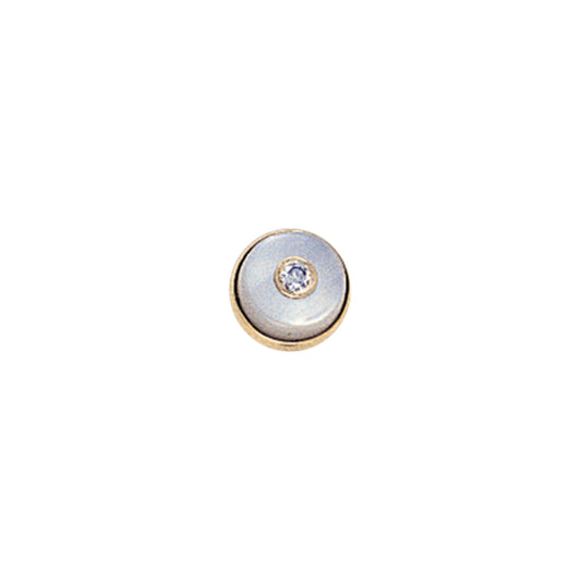 Round Mother of Pearl Tie Tack with Central Diamond