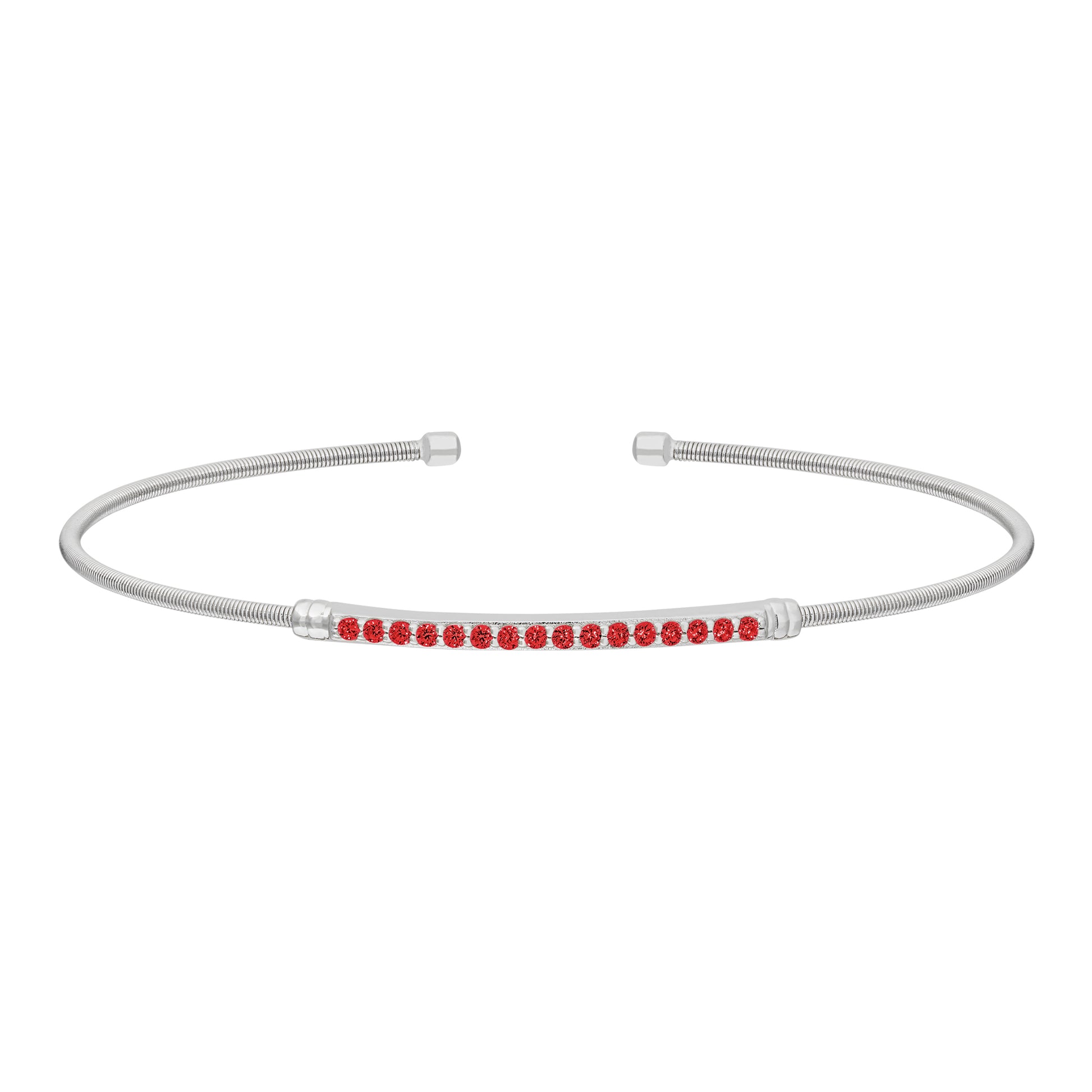 Single Cable Cuff Birthstone Bracelet - January