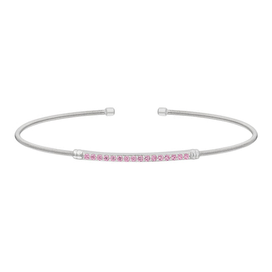 Single Cable Cuff Birthstone Bracelet - October