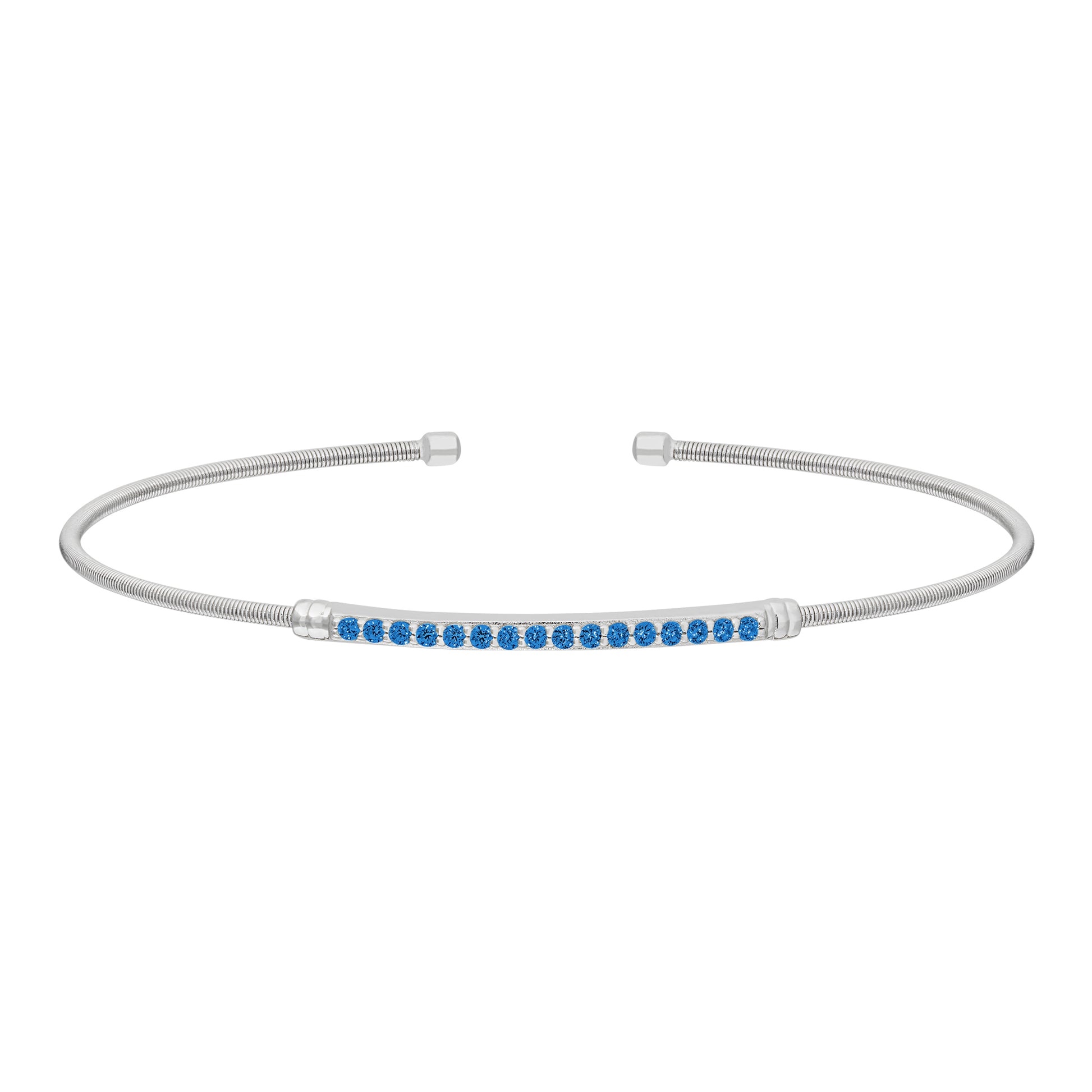 Single Cable Cuff Birthstone Bracelet - December