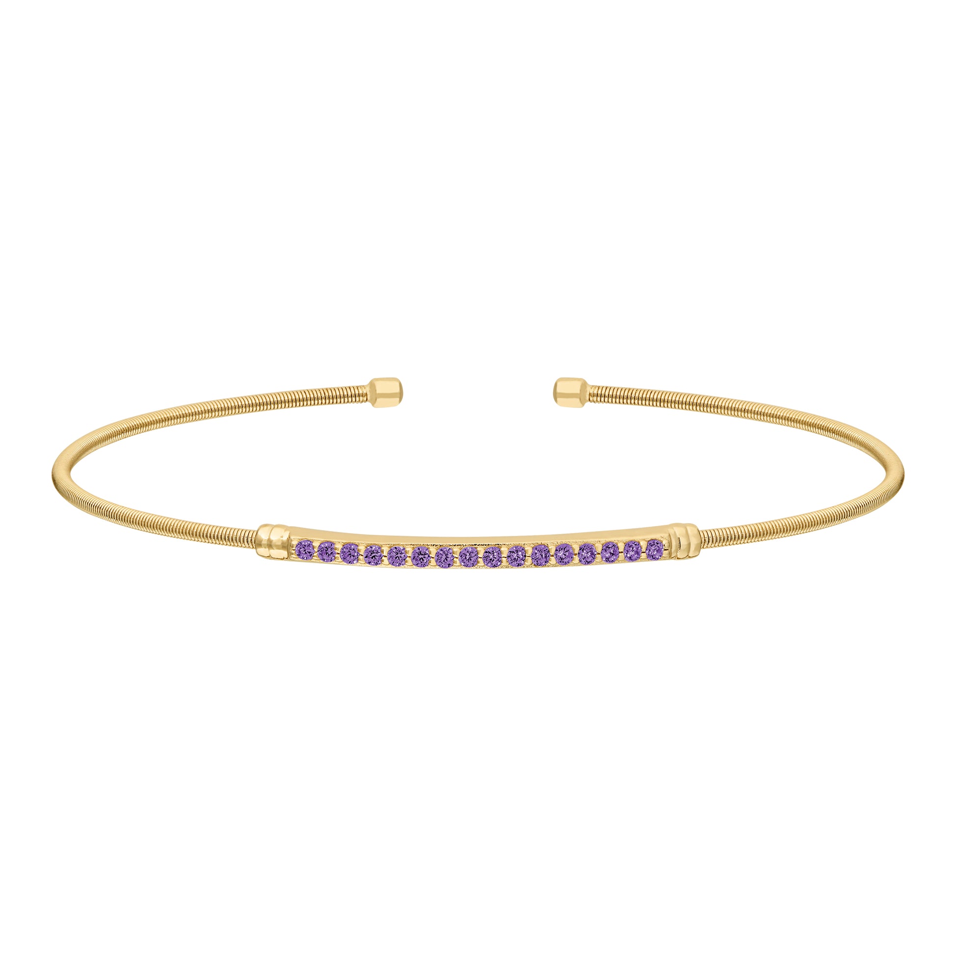 Single Cable Cuff Birthstone Bracelet - February