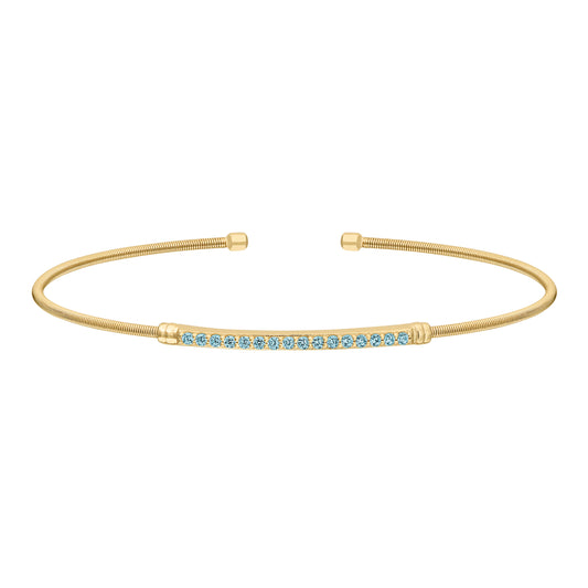 Single Cable Cuff Birthstone Bracelet - March