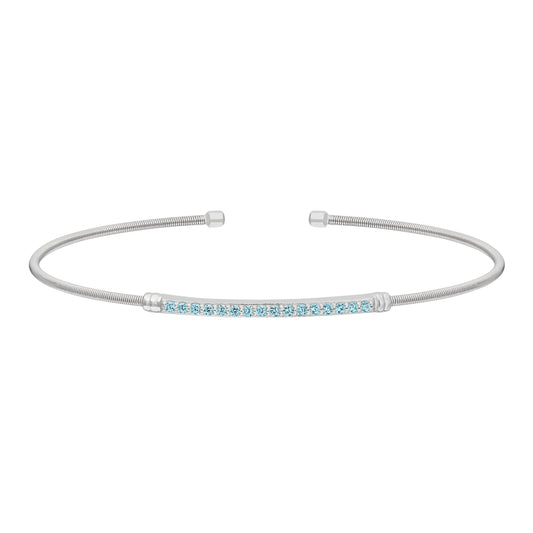 Single Cable Cuff Birthstone Bracelet - March