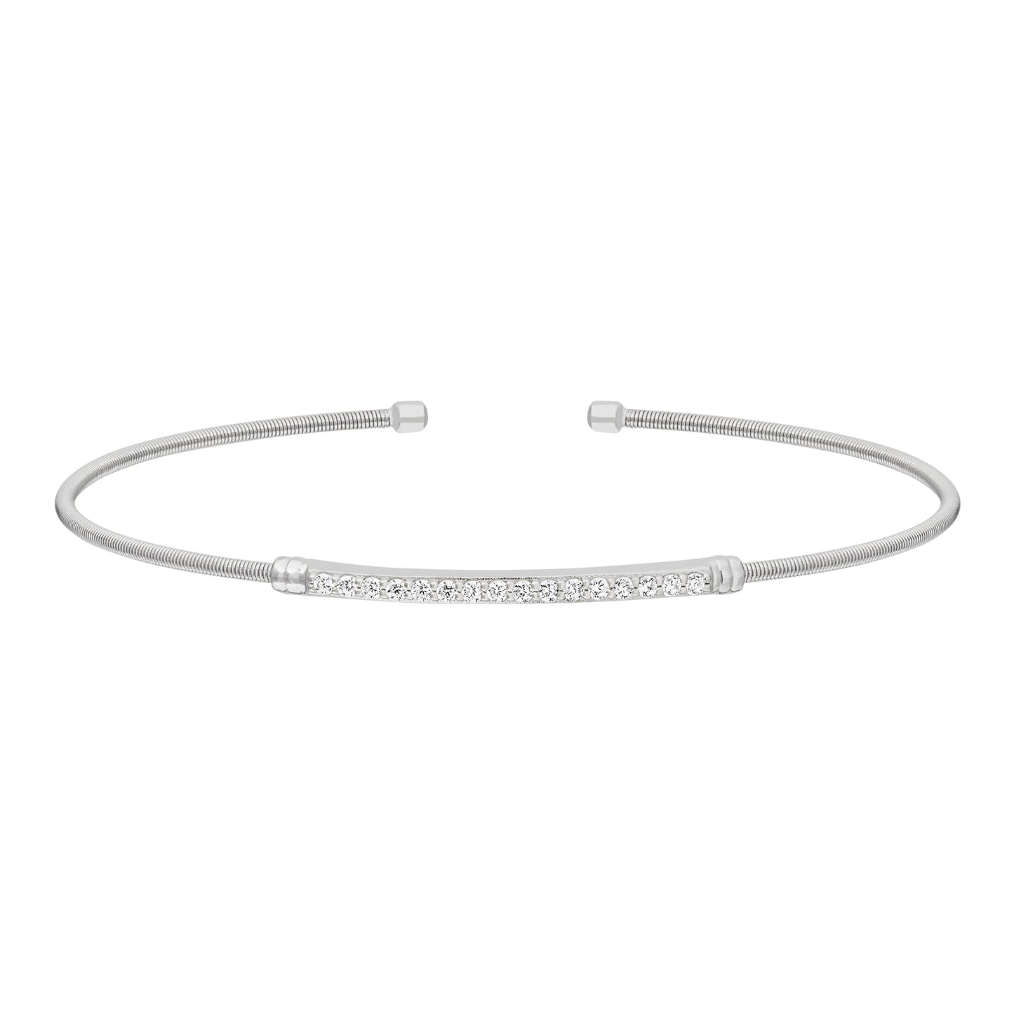 Single Cable Cuff Birthstone Bracelet - April