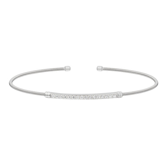 Single Cable Cuff Birthstone Bracelet - April