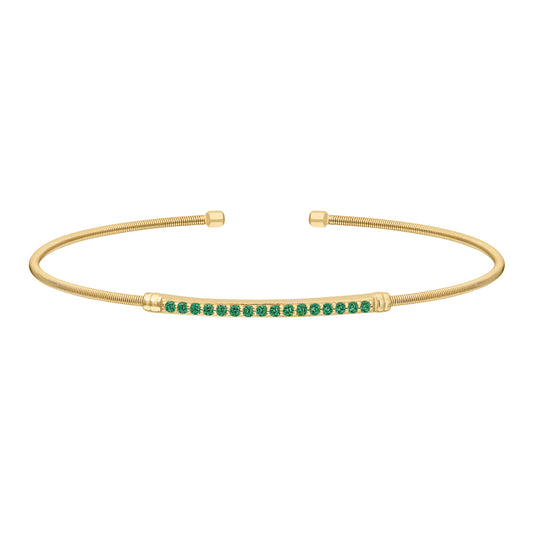 Single Cable Cuff Birthstone Bracelet - May