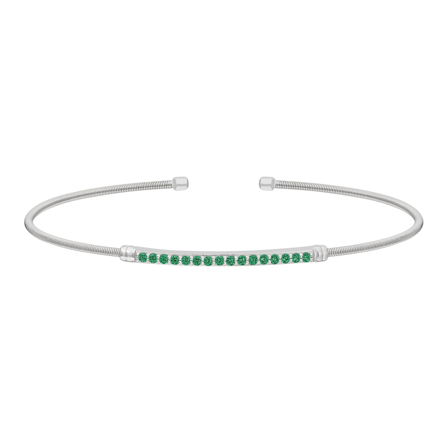 Single Cable Cuff Birthstone Bracelet - May