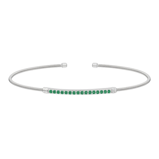 Single Cable Cuff Birthstone Bracelet - May