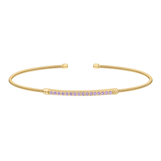 Single Cable Cuff Birthstone Bracelet - June