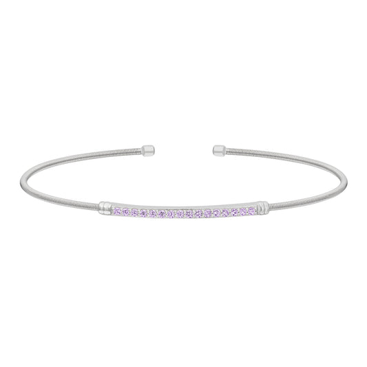 Single Cable Cuff Birthstone Bracelet - June