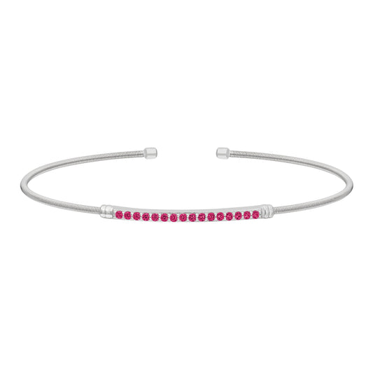 Single Cable Cuff Birthstone Bracelet - July