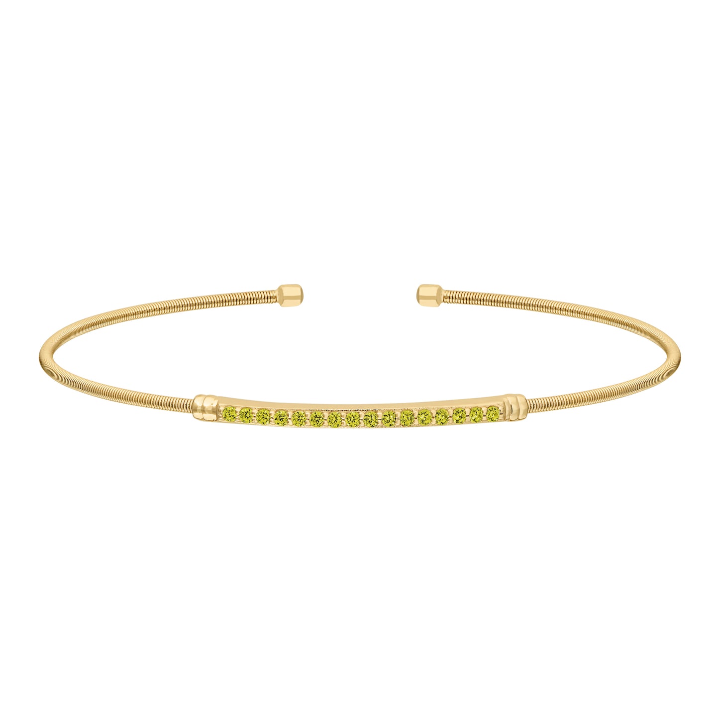 Single Cable Cuff Birthstone Bracelet - August