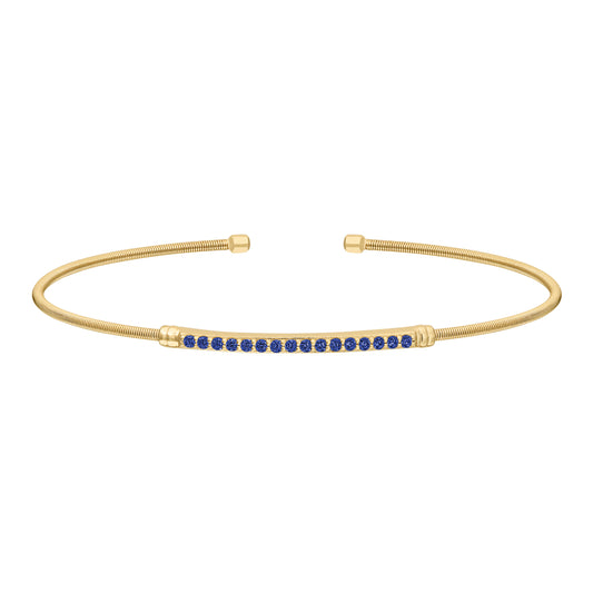 Single Cable Cuff Birthstone Bracelet - September