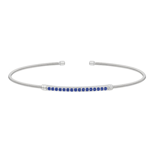 Single Cable Cuff Birthstone Bracelet - September