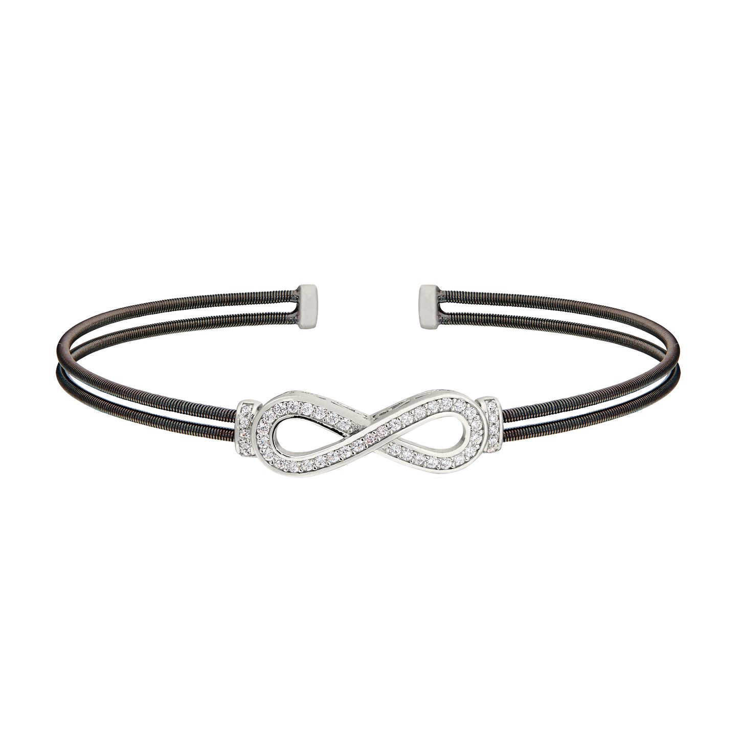 Two Cable Cuff Bracelet with Figure Eight Infinity