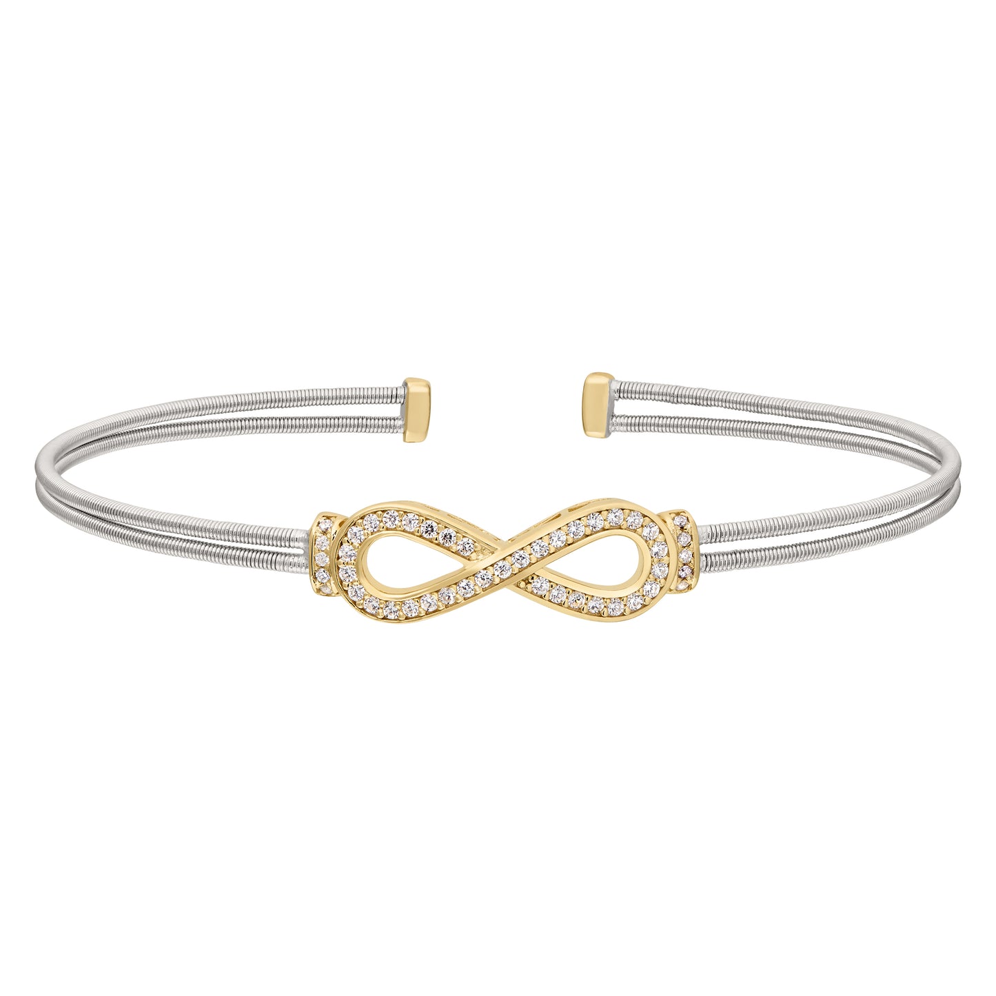 Two Cable Cuff Bracelet with Figure Eight Infinity