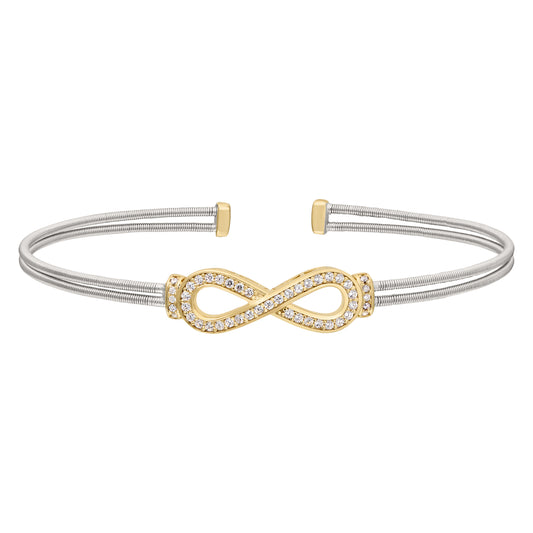 Two Cable Cuff Bracelet with Figure Eight Infinity