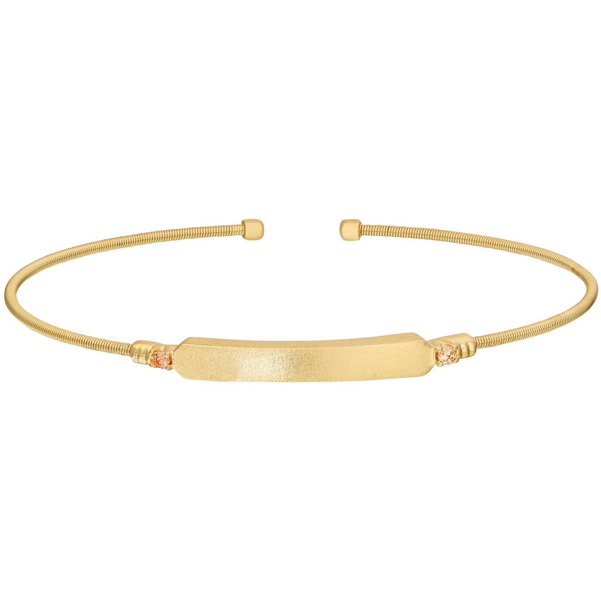 Engravable Name Plate Cuff Bracelet - Citrine