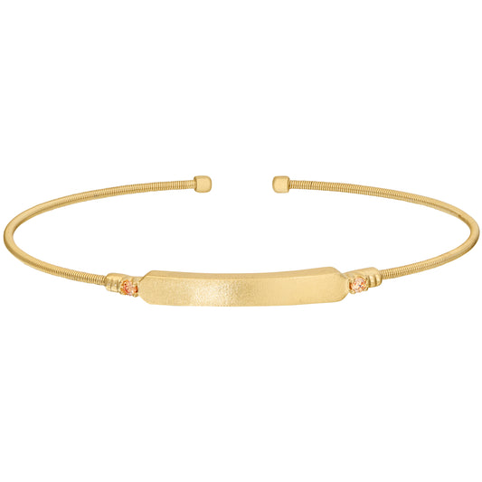 Engravable Name Plate Cuff Bracelet - Citrine