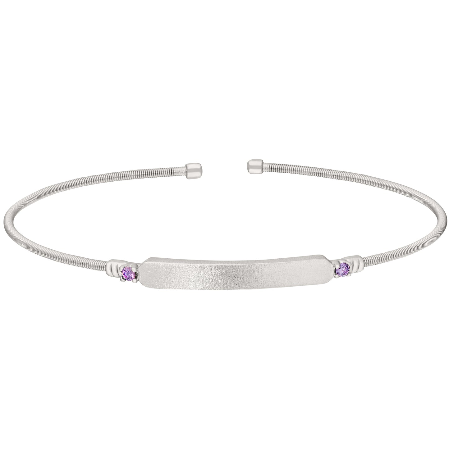 Engravable Name Plate Cuff Bracelet - Amethyst